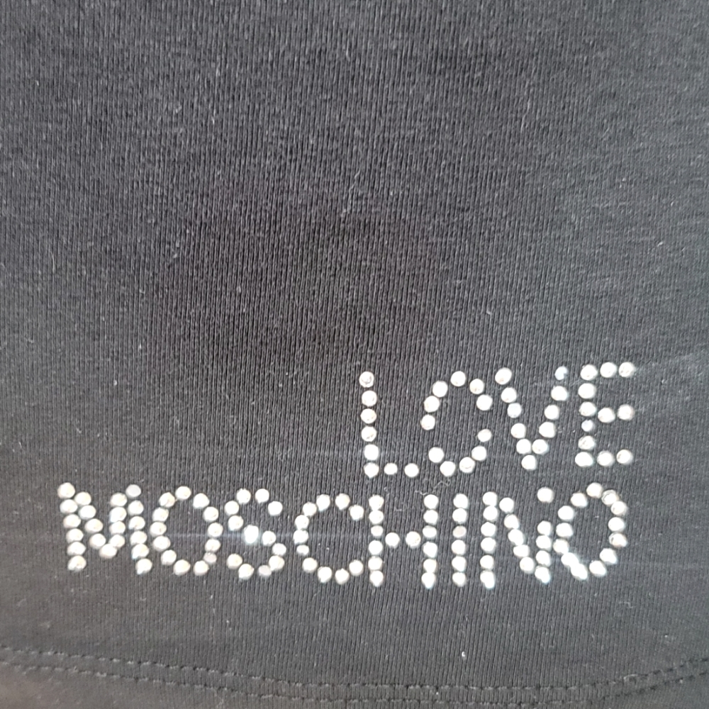 Moschino long sleeve cotton t-shirt with crystal logo and cotton accents size 6 - Picture 2 of 9